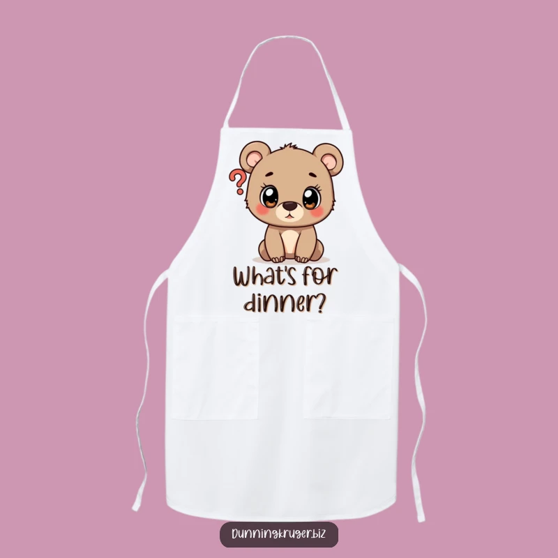 Funny Curious Bear Cub Question Mark Apron - Kitchen Humor Gift