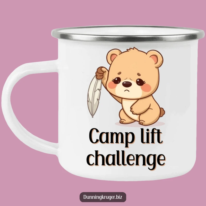 Funny Bear Cub Camping Mug - Strong Cub Feather Struggle Outdoor Cup Gift