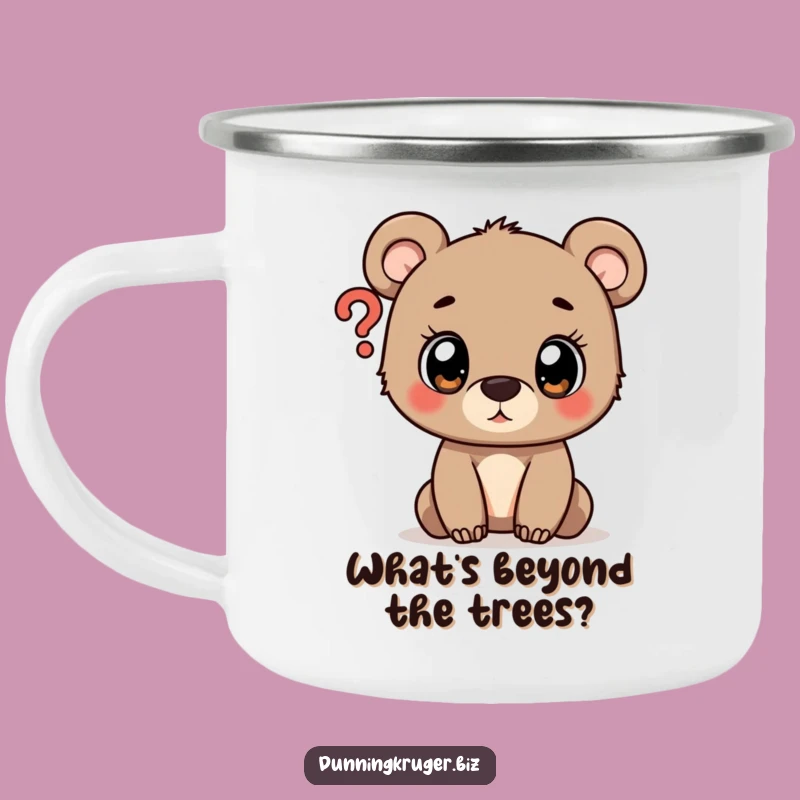 Funny Curious Bear Cub Question Mark Camping Mug - Adventure Gift