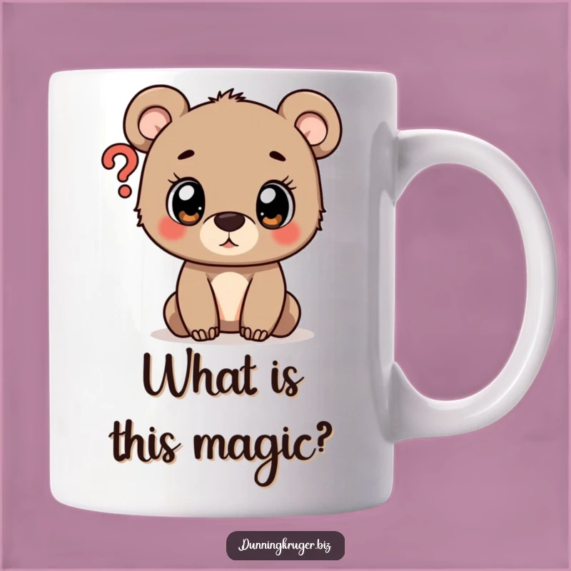Funny Curious Bear Cub Question Mark Mug - Adorable Animal Lover Gift