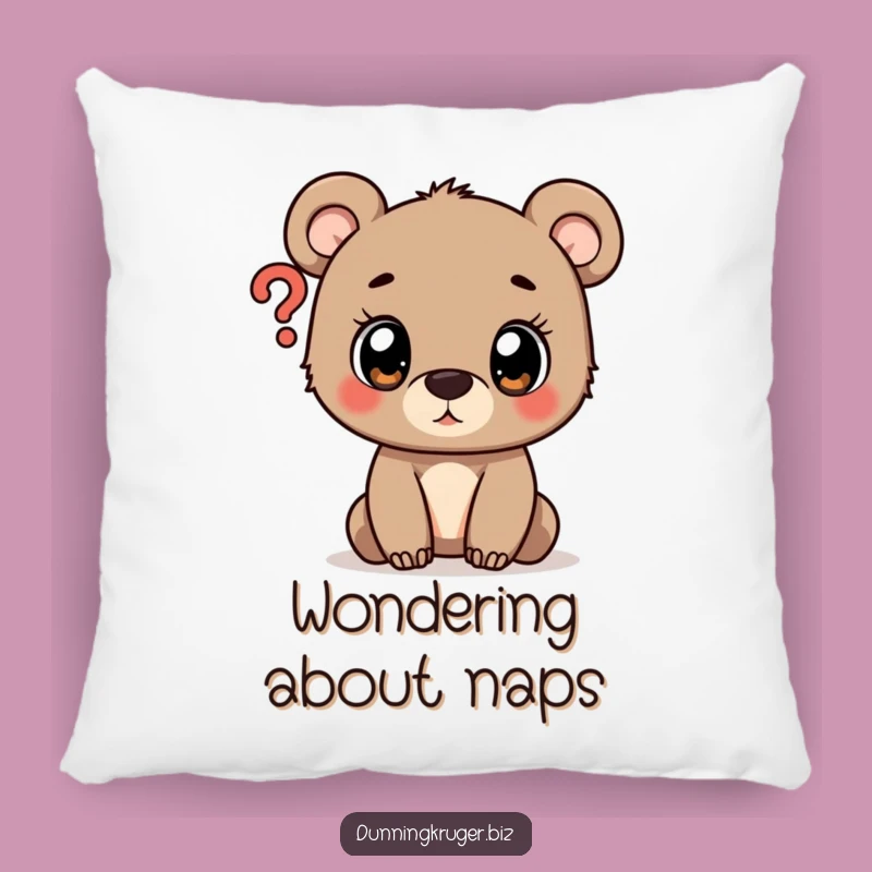 Funny Curious Bear Cub Question Mark Pillow - Cozy Comfort Gift