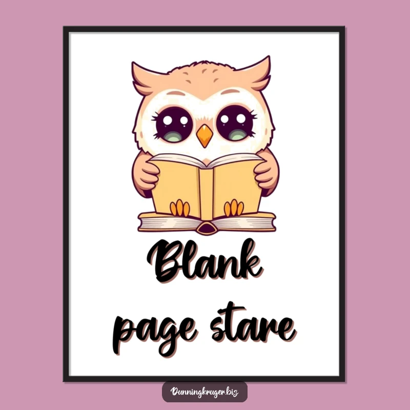 Funny Giggling Owl Digital Art - Wide-Eyed Book Humor Printable Gift