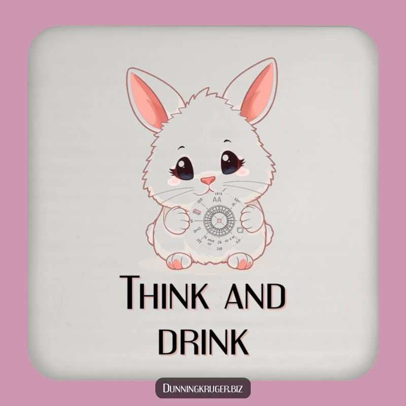 Funny Bunny Scientist Drink Coaster - Curious Rabbit Science Table Protector Gift