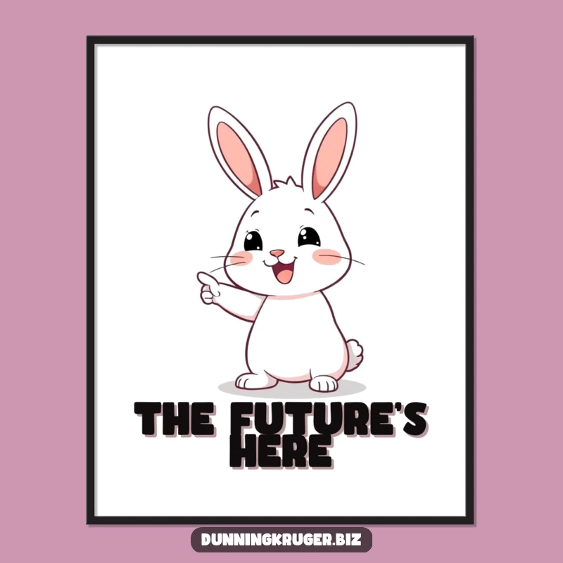 Funny Pointing Rabbit Poster, Mysterious Art Print, Unique Funny Gift Idea