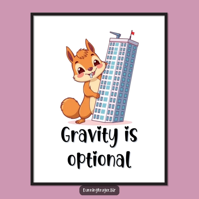 Funny Squirrel Architect Poster - Accidental Skyscraper Builder Art Gift