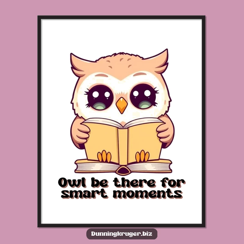 Funny Free Printable Wall Art: Giggling Owl & Book - Quirky Downloadable Decor