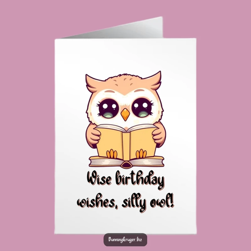 Free Printable Birthday Card: Giggling Owl & Book - Funny Downloadable Gift for Readers