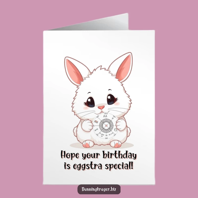 Free Printable Birthday Card: Curious Bunny & Science - Funny Downloadable Gift for Nerds