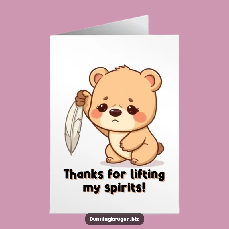 Free Printable Thank You Card: Bear Cub vs Feather - Funny Downloadable Gratitude