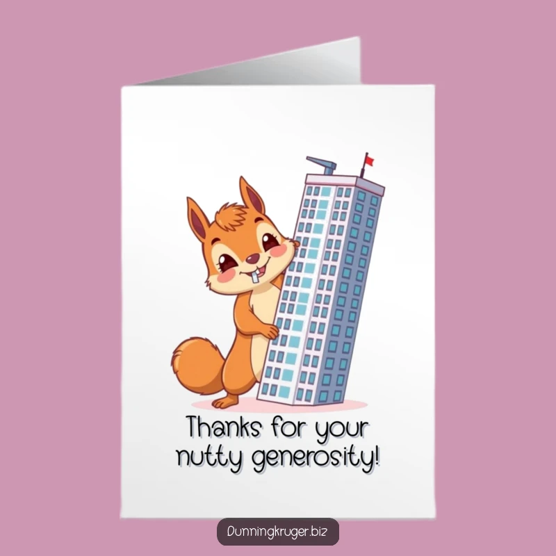 Free Printable Thank You Card: Sideways Skyscraper Squirrel - Funny Downloadable Gratitude