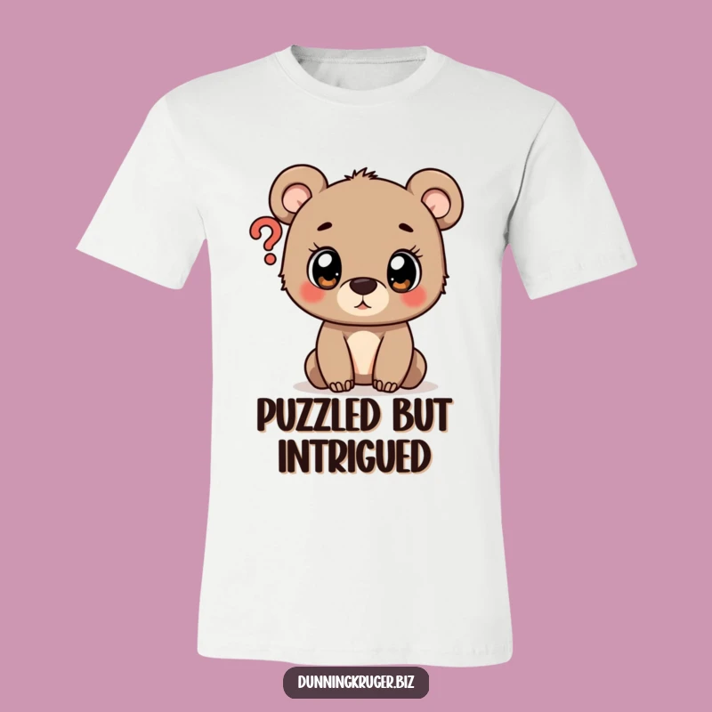 Funny Curious Bear Cub Question Mark T-Shirt - Unique Graphic Tee Gift