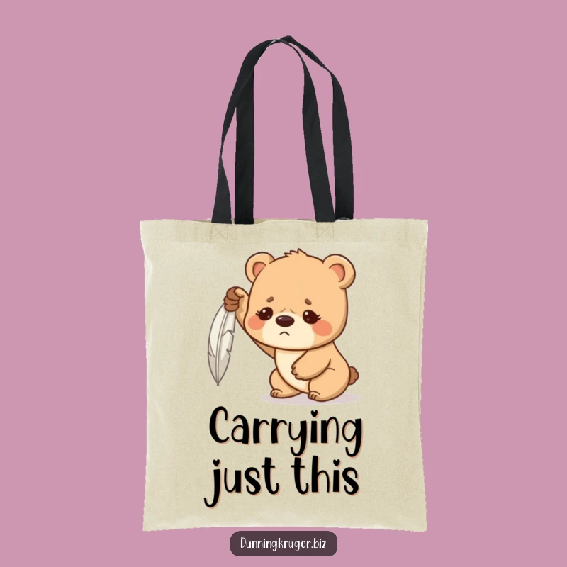 Funny Bear Cub Tote Bag - Strong Cub Feather Struggle Accessory Gift