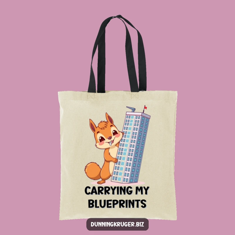 Funny Squirrel Architect Tote Bag - Accidental Skyscraper Builder Accessory Gift